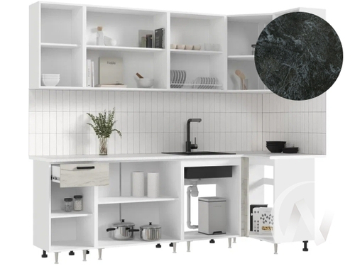 Кухня Рио NEW ЛДСП 2;4х1;0м (белый/дуб крафт белый/кастилло темный)