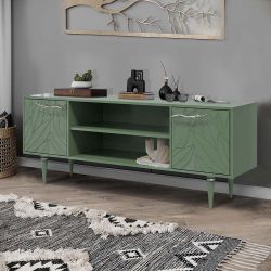 Тумба под ТВ Арт Колор leaves 155см Классик Сильвер Зеленый нефрит