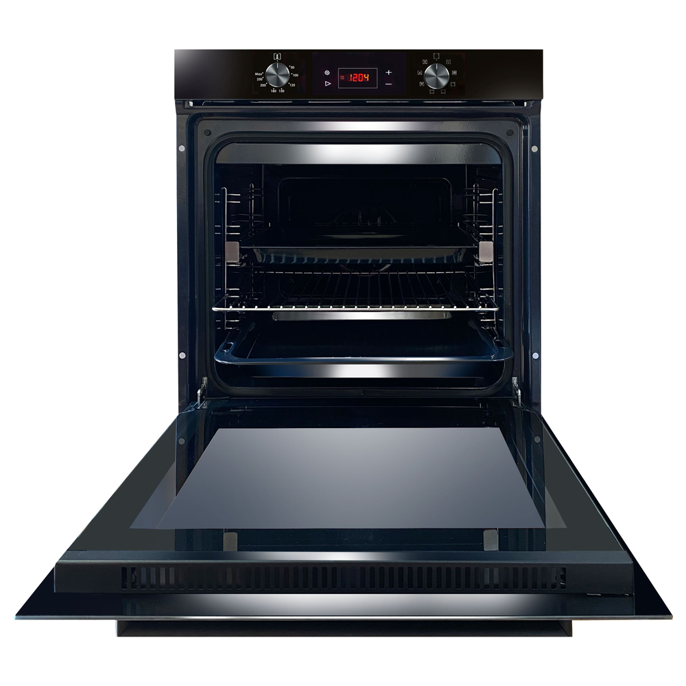 Электрический духовой шкаф встраиваемый GINZZU HOE-248 91л, черный с дисплеем, конвекцией, грилем