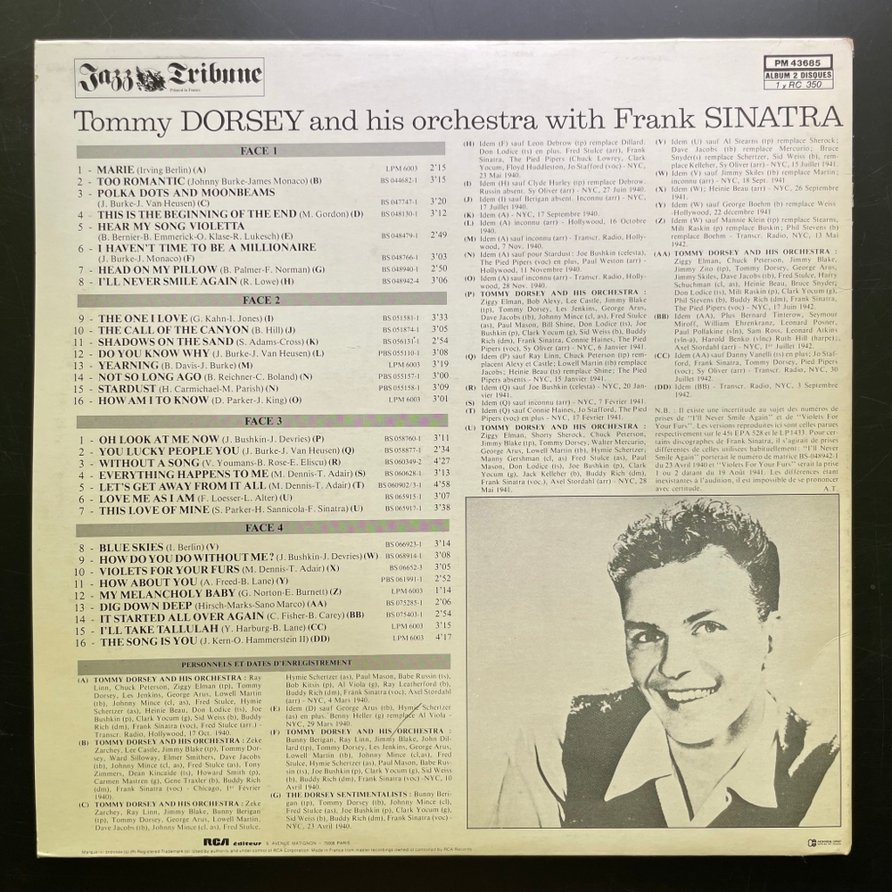 Tommy Dorsey And His Orchestra With Frank Sinatra 2LP (Франция 1982г.)