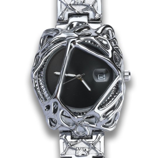 KIOSK Y2K Trendy Fashion Retro Watch Silver Luxury American Fossil Quartz Movement Stainless Steel Strap Watch