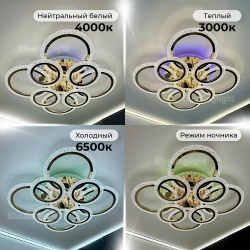 Люстра потолочная светодиодная с пультом, золотая, светильник