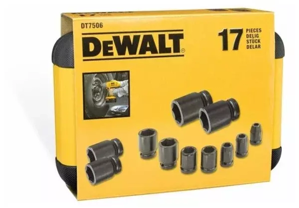 Набор ударных торцевых головок 1/2, 17 предметов DEWALT DT7506