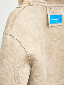 Шуба чебурашка тедди из экомеха, бежевая, Северина