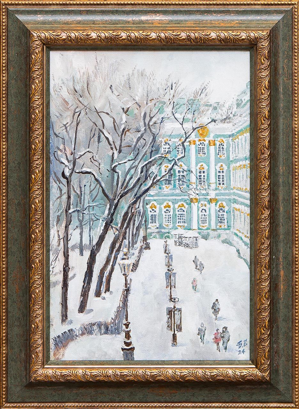 Картина маслом "Эрмитаж. Вид из окна. Зима"
