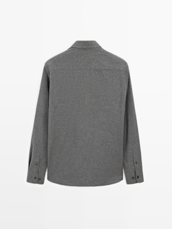 Massimo Dutti Меланжевая рубашка классического кроя с рельефным узором в клетку, маренго