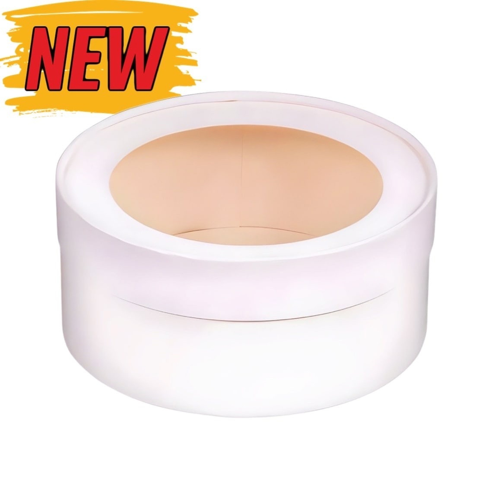 NEW! Коробка для тортов и пирожных ТУБУС с прозрачной крышкой диам.240мм выс.100мм, (белая) 25 шт/кор