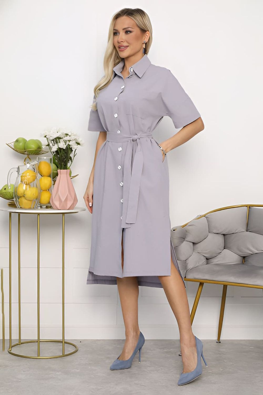 Платье Фруктовый коктейль (светло-серое) П13655-18М LT Collection