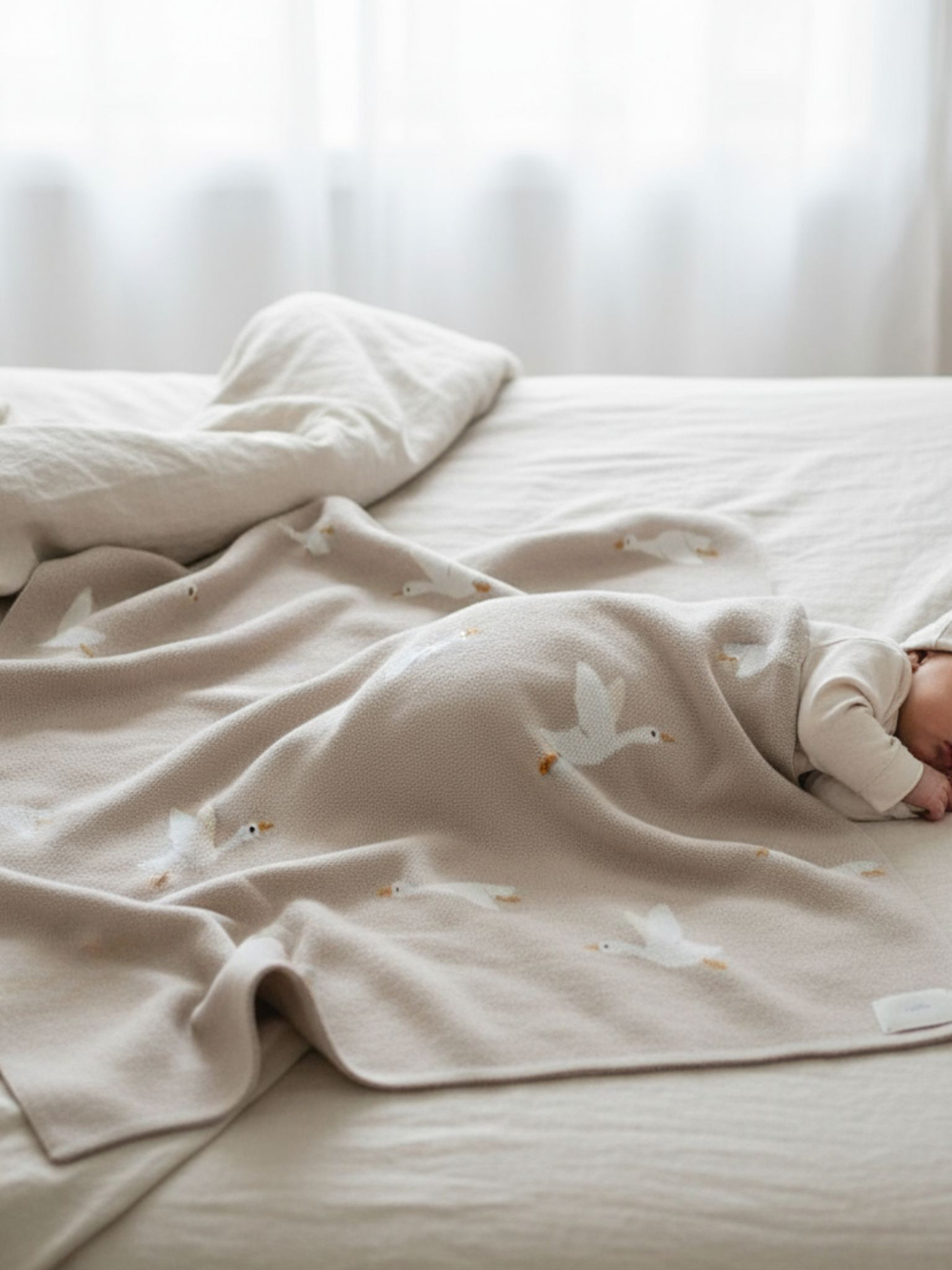 Вязаный плед Гуси