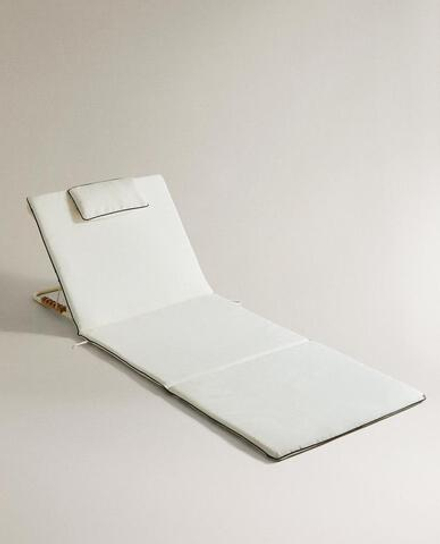 ZARA HOME БОЛЬШОЙ СКЛАДНОЙ ПЛЯЖНЫЙ ШЕЗЛОНГ, БЕЛЫЙ