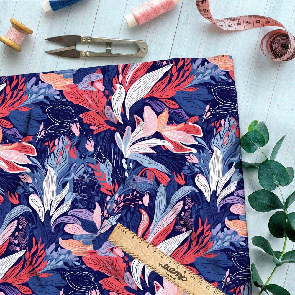 Ткань премиум Оксфорд 600D фантазийная листва