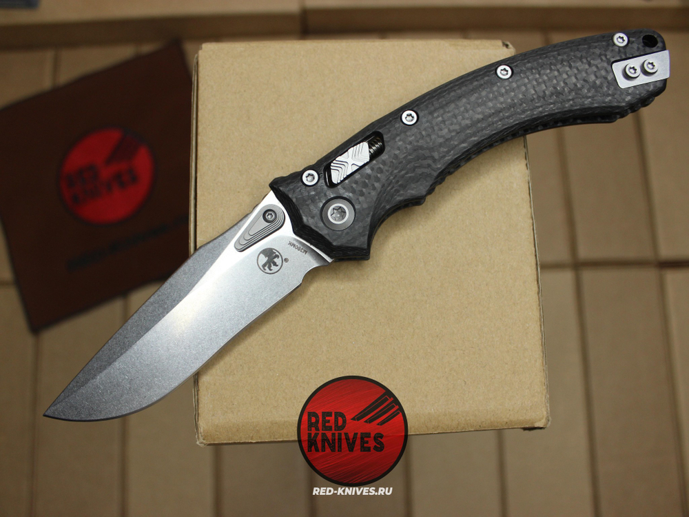 Нож Microtech Amphibian Carbon - рукоять чистый карбон, клинок стоунвош RK/461