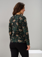 Лонгслив ЛНкл-080/изумрудный-хризантемы