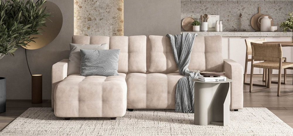 Угловой диван Денди Велюр Монолит латте