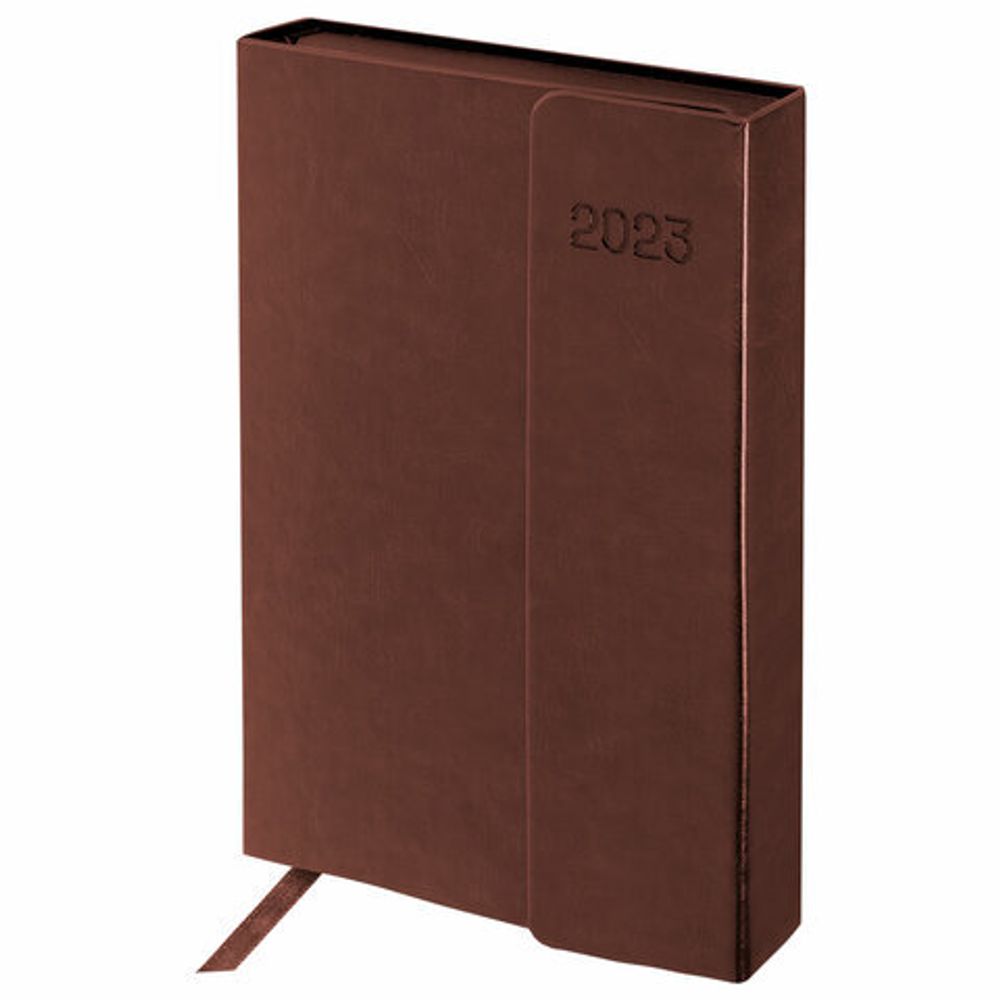 Ежедневник датированный 2023 А5 148х218 мм GALANT "Magnetic", клапан, коричневый, 114164