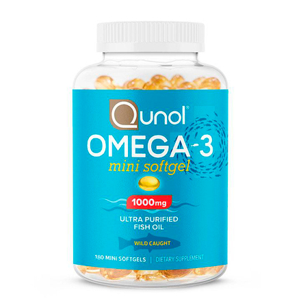 Qunol, Омега-3 1000 мг, Omega-3 1000 mg, 180 мини-капсул