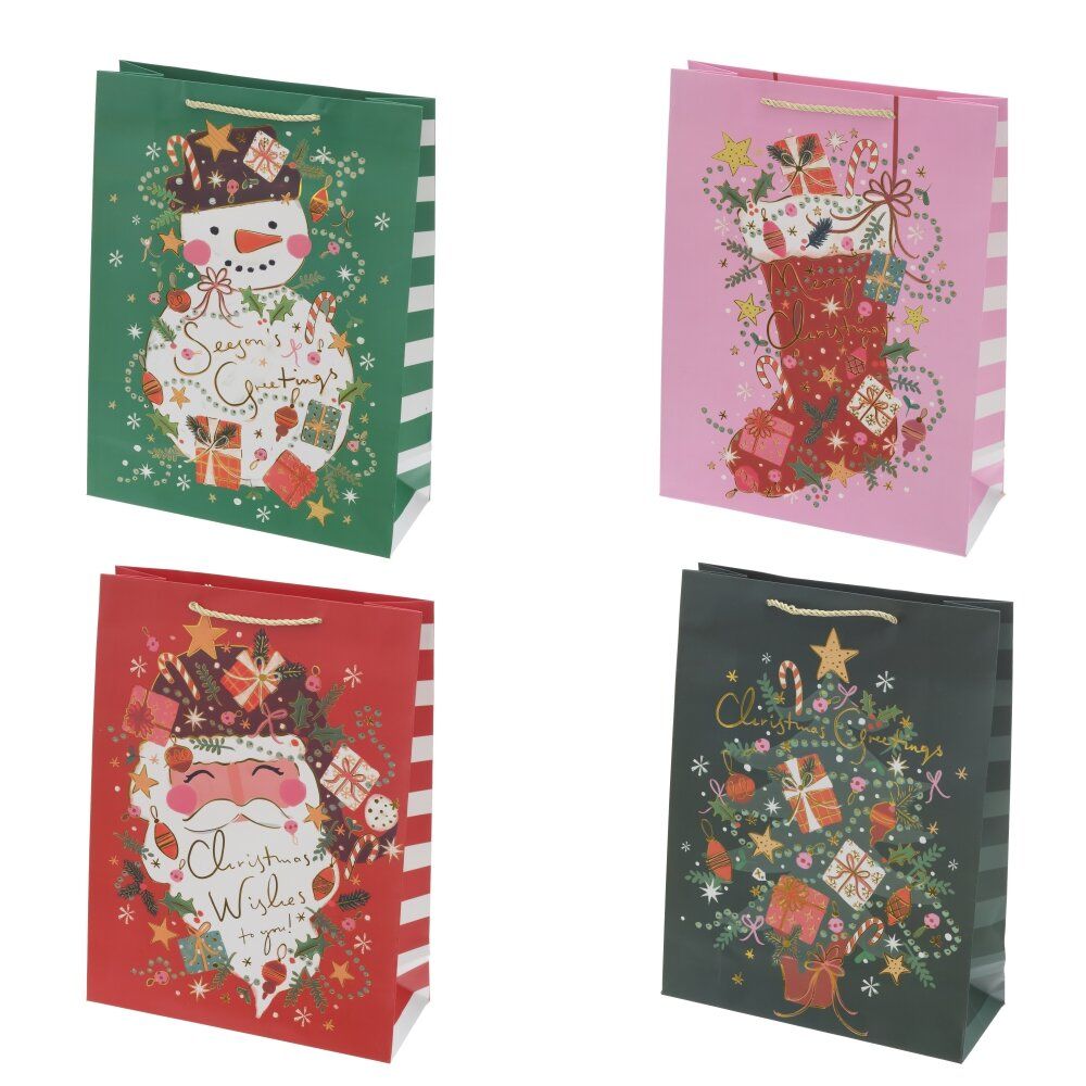 GAEM Пакет подарочный L (бумага 210г/м2, блок 12шт), L30 W12 H40 см, 4в.