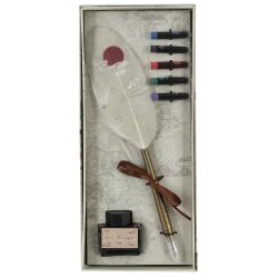 GAEM Набор подарочный: ручка перьевая, чернила (5 цветов), чернильница, L11 W4 H26 см