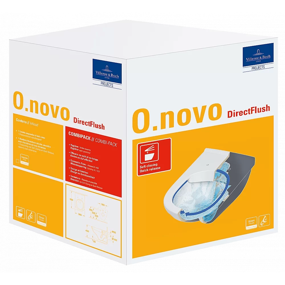 Унитаз подвесной безободковый Villeroy&Boch O.Novo 5660HR01 безободковый