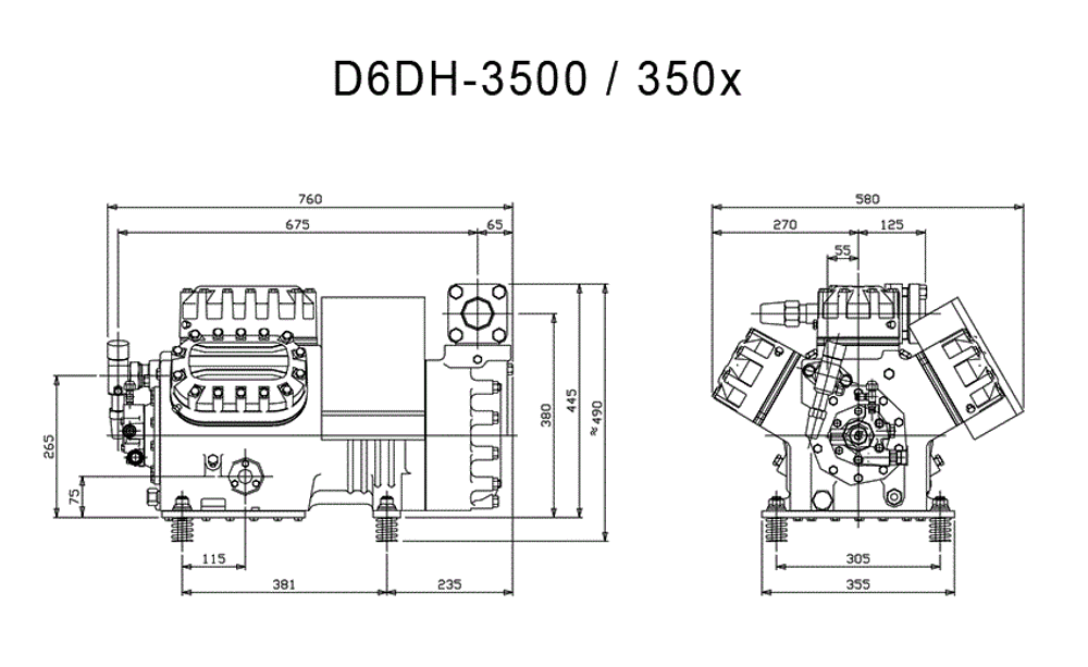 Поршневой полугерметичный компрессор Copeland D6DH-3500-AWM/D с мощностью 40 л.с.