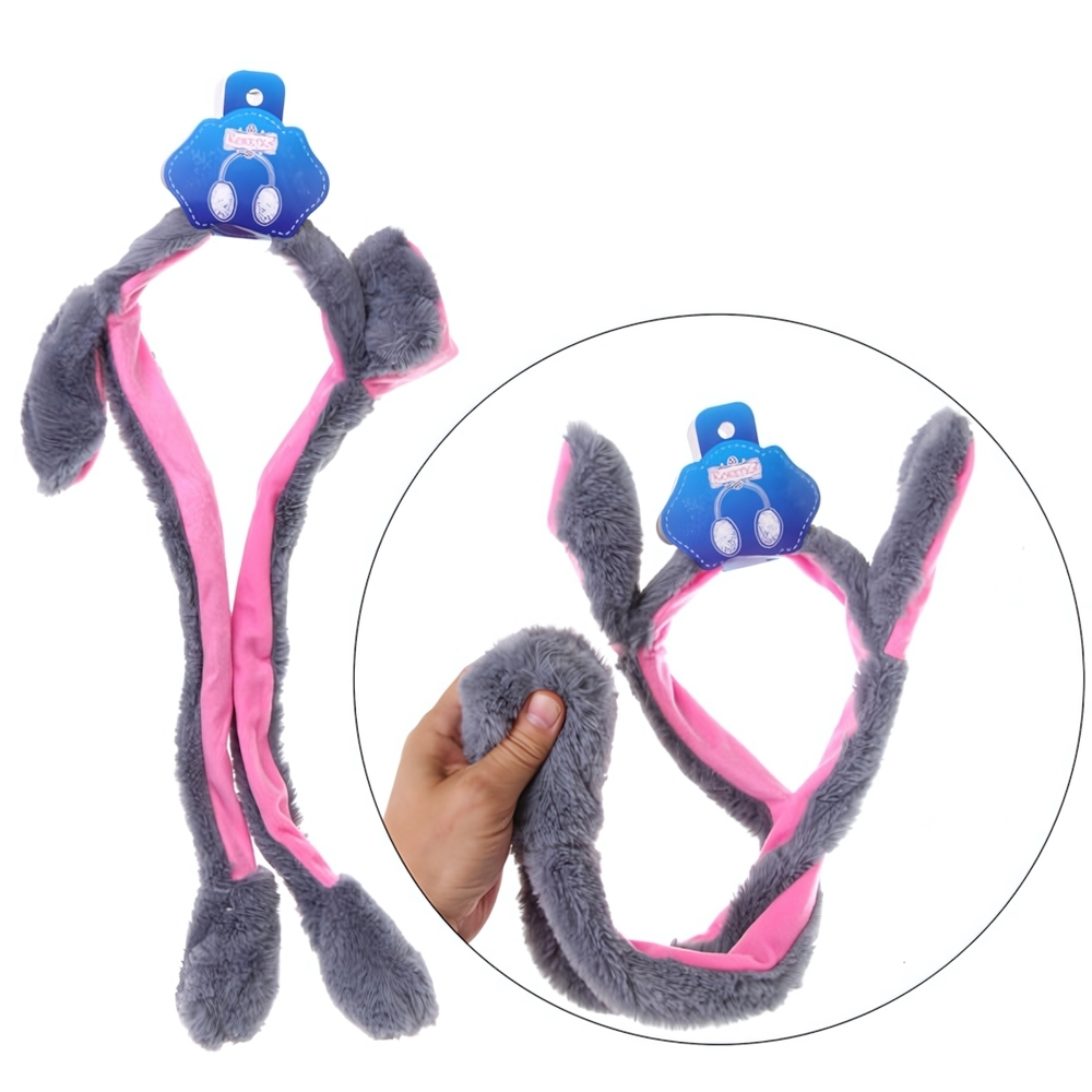 Наушники меховые светящиеся с двигающимися ушками «Salon Teplo «, зайка, цвет серый, ( подвес Ultramarine)