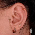 Накрутка "Cherry Branch" - Желтое золото - White CZ