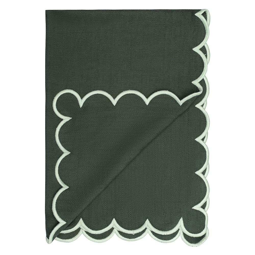 Набор кухонных полотенец с контрастным кантом зеленого цвета из коллекции Trendy Ruffles, 50х70 см