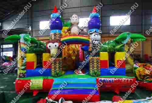 Коммерческий надувной батут "Зверята на радуге" 9*4.6*2.8 м, окна по бокам