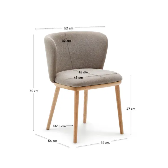 Стул Ciselia, коричневый шенилл, ножки из массива ясеня