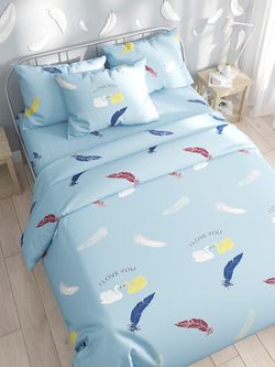 Постельное белье Полисатин Simple House "Лебеди" евро Наволочка 50х70 см 2 шт Простынь 240x215 см Пододеяльник 200x215 см