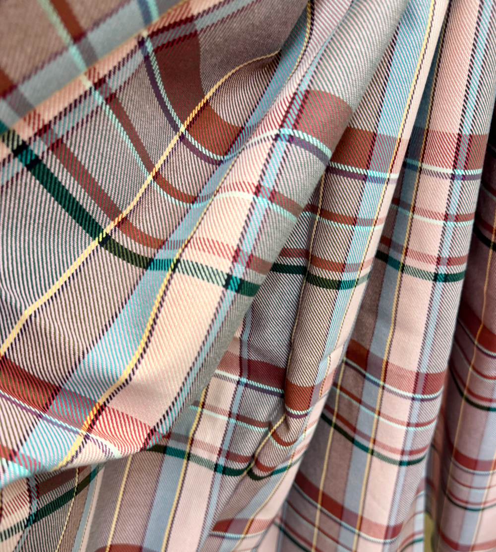 Ткань плательная в клетку (Италия) 50% хлопок 50% лен ш-155см цена за 1 м