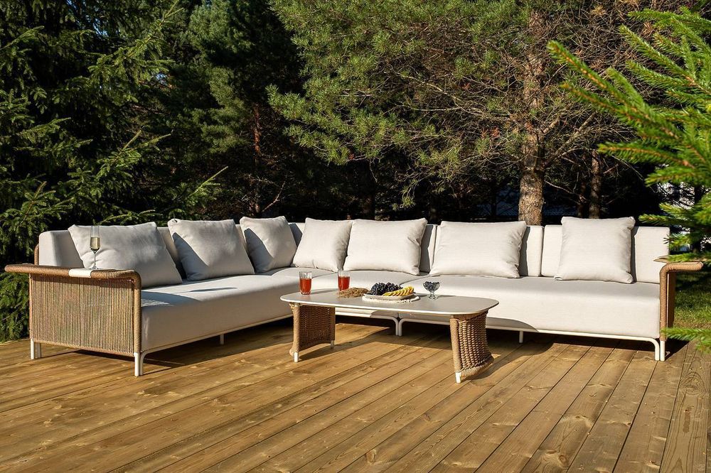 "Мальдивы" трансформирующаяся лаунж-зона из искусственного ротанга, цвет соломенный