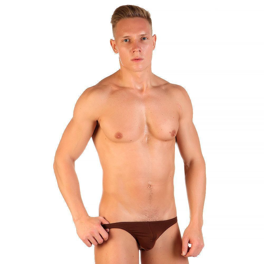 Хлопковые трусы-слипы с заниженной посадкой (Размер: L) (Цвет: коричневый)