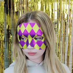 Полумаска Арлекин фиолетово-золотая