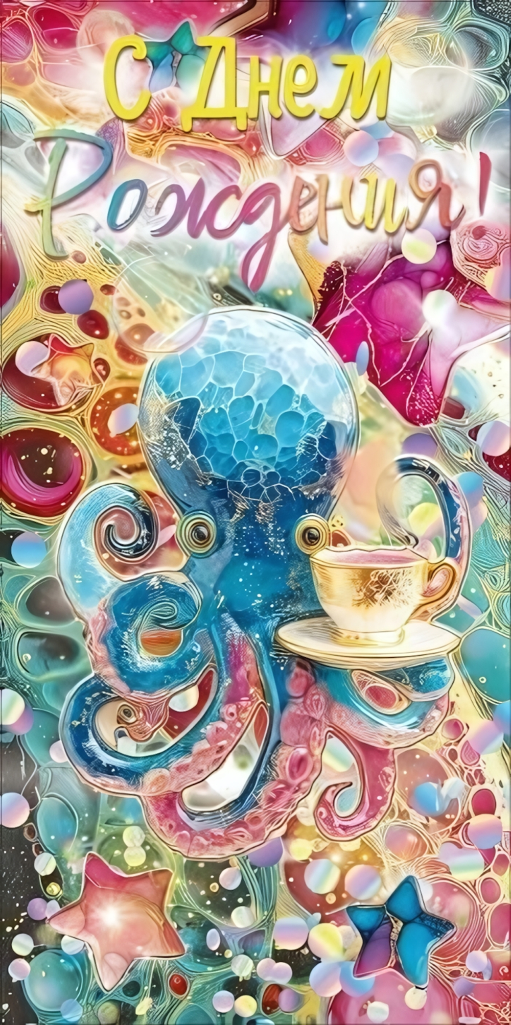 Конверт для денег "С Днем Рождения!" (осьминог с чашкой) 9.0001965