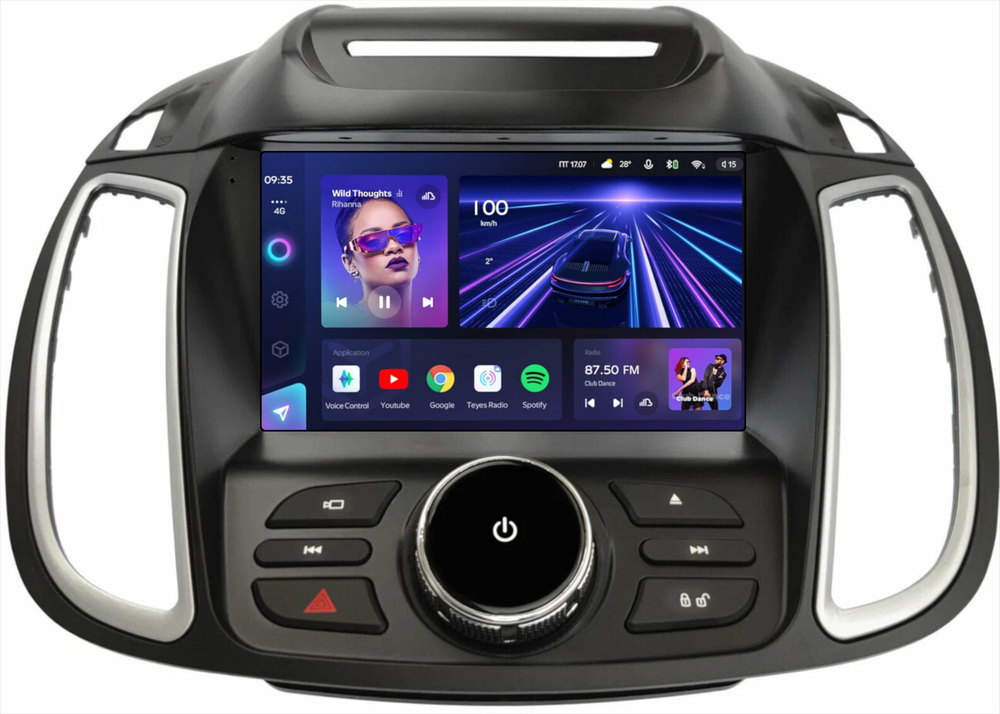 Магнитола для Ford Kuga 2 2012-2019 (без SYNC, рамка с кнопками тип 1) - Teyes CC3L монитор 9" IPS на Android 10, 8-ядер, CarPlay, 4G SIM-слот