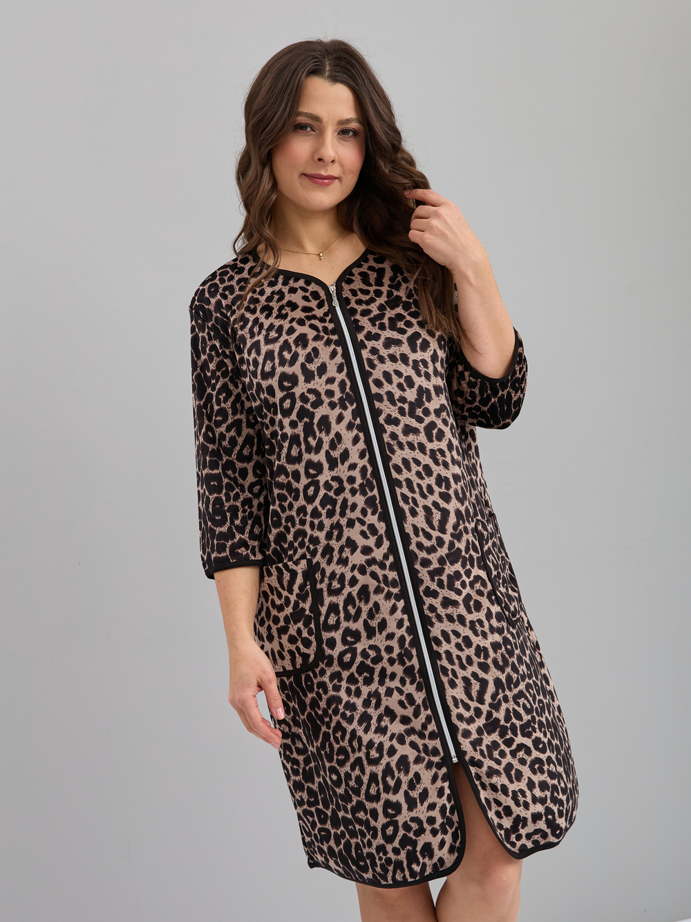 Халат Хвли-562/бежевый-леопард