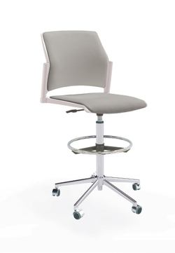 Кресло Rewind каркас хром, пластик белый, база стальная хромированная, без подлокотников, сиденье и спинка светло-серые