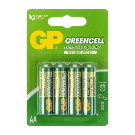 Элемент питания GP GreenCell Heavy Duty R6 BL4 15G-2CR4 (1/18/72)