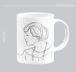 Кружка с принтом минимализм "Ахматова"