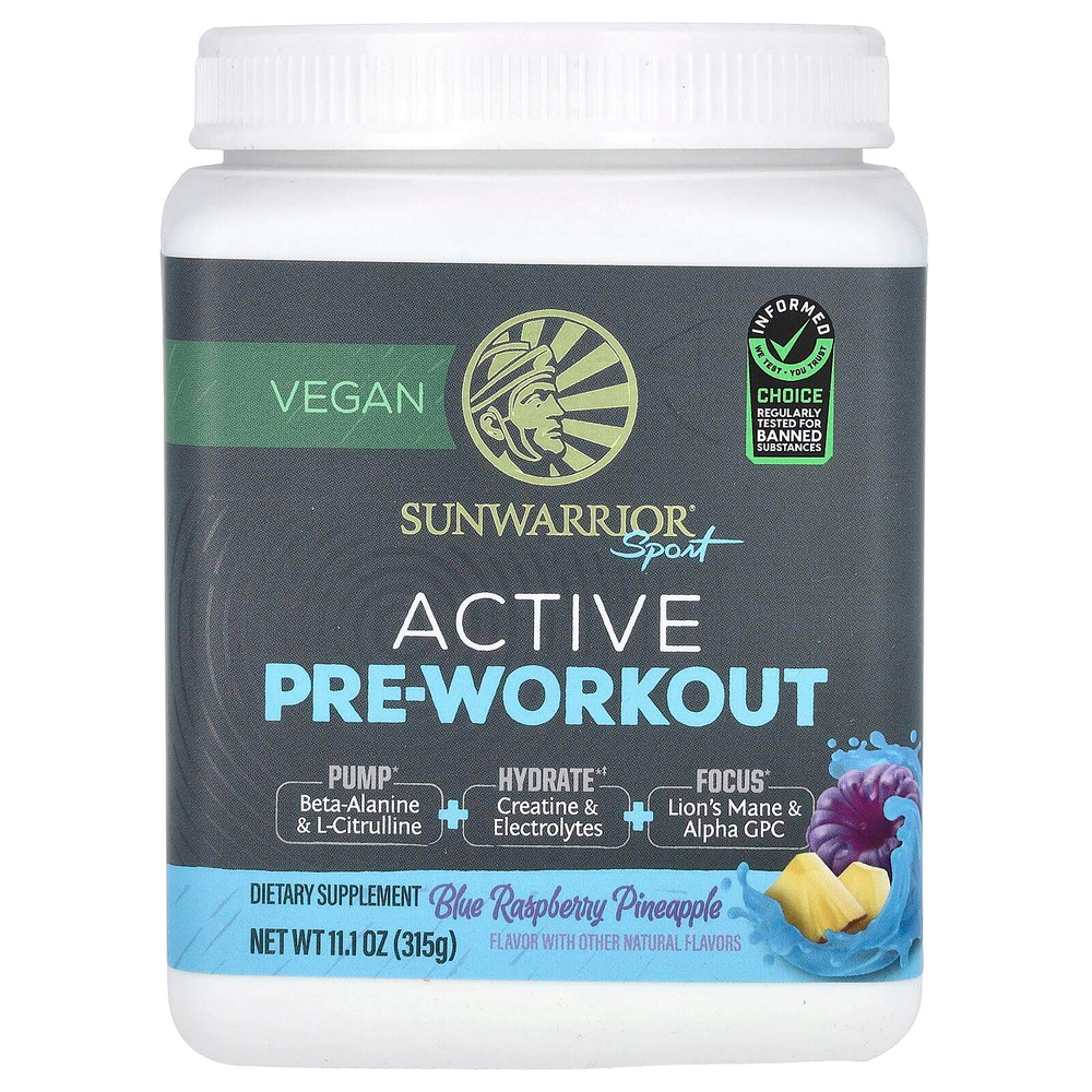 Sunwarrior, Sport, активный перед тренировкой, ананас с голубой малиной, 315 г (11,1 унции)