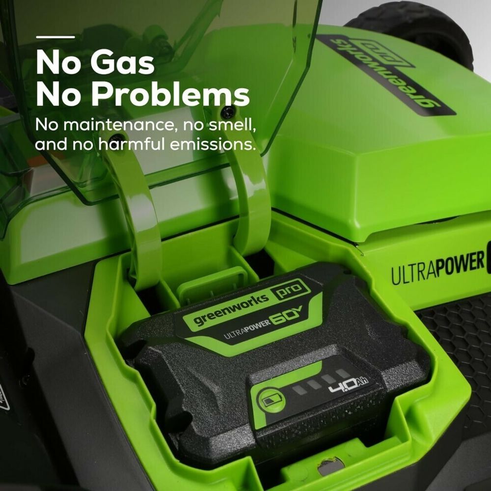 Cамоходная аккумуляторная газонокосилка Greenworks GD60LM61 Twin Force, 60v, 61 см, (2519107UB), с аккумулятором 4 А·ч и зарядным устройством