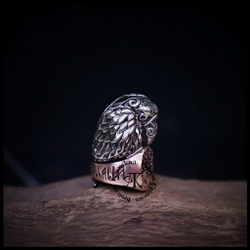 Темлячная бусина "Ворон Одина" биметалл (бронза Шлем Ужаса)