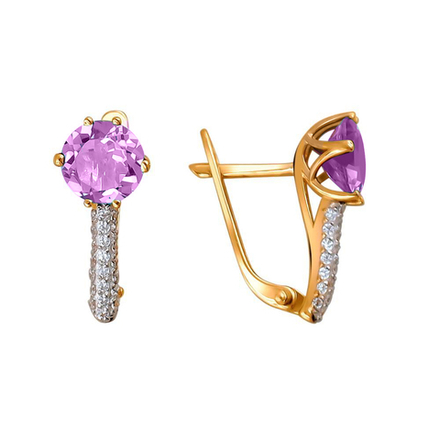 Серьги с аметистом из серебра 925 пробы JA-S-11269А-3
