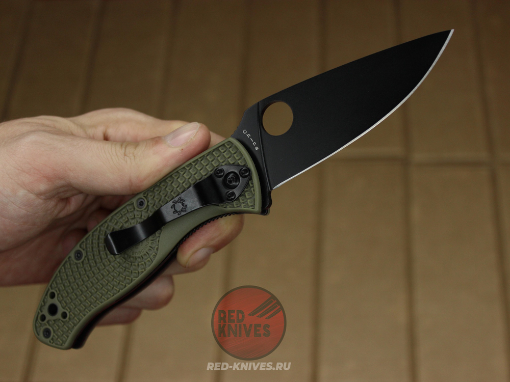 Нож Spyderco Tenacious LTW - зел. рук., черный клинок RK-414