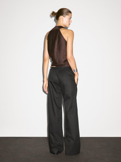 Massimo Dutti Топ из смесового льна с горловиной халтер, фиолетовый