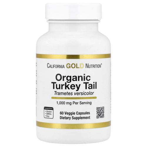 California Gold Nutrition, органический гриб трутовик разноцветный, 60 растительных капсул (0,5 г в 1 капсуле)