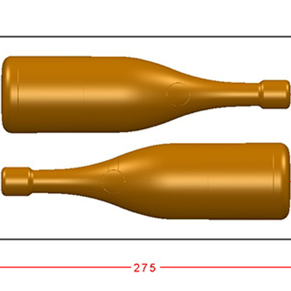 1095 | Форма для шоколадных изделий "Бутылочка шампанского" (275*175 мм)
