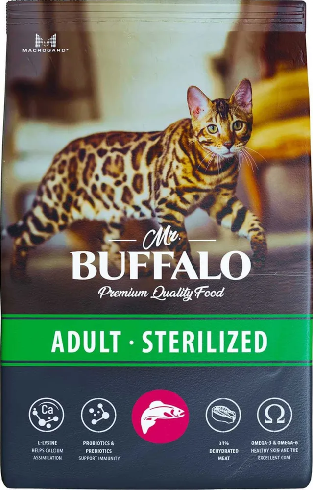 Mr. Buffalo корм для стерилизованных кошек с Лососем 1,8 кг.