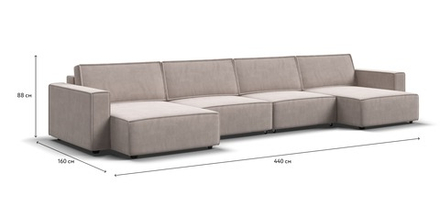 П-образный диван Босс Софт Модуль Велюр Монолит латте